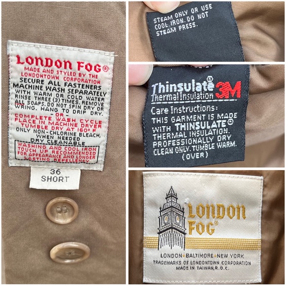 Vintage London Fog Double Breasted Trench Coat Size 36 S Tie Belt Unisex Tan - Picture 14 of 14